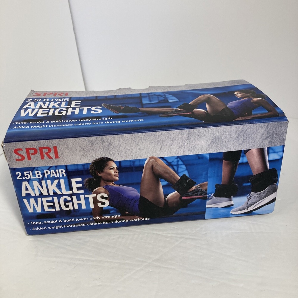 SPRI 2.5LB Pair of Ankle Weights‎ Adjustable Neoprene Sand Filled Black.